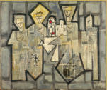 Zarenfamilie und Ritter, �l auf Sperrholz, 1960